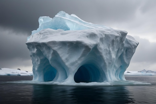 A landscape of an iceberg melting