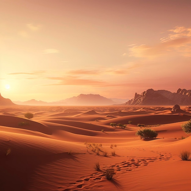 Landscape illustration of peaceful desert Generative Ai