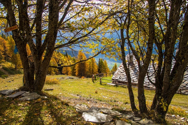 Landscape of Italian Alps in autumn