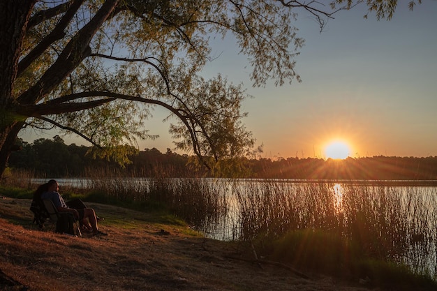 Landscape of a lake sunset in Canelones Uruguay