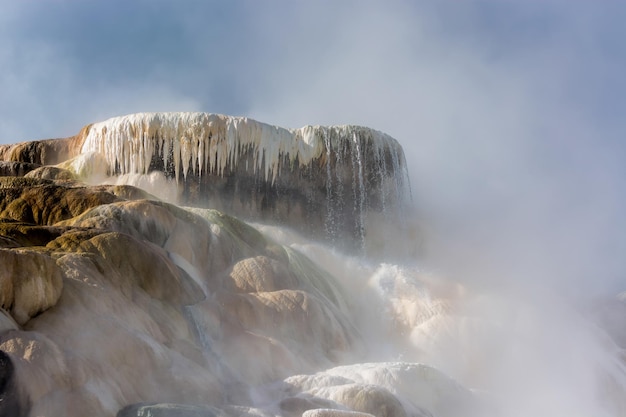 Landscape of Mammoth Hot Springs in Yellowstone National Park