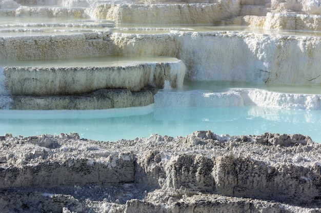 Landscape of Mammoth Hot Springs in Yellowstone National Park