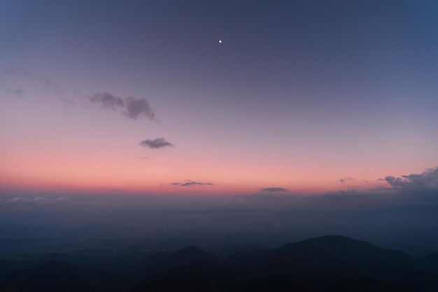 Landscape mountain scenery in the evening ,Suneset