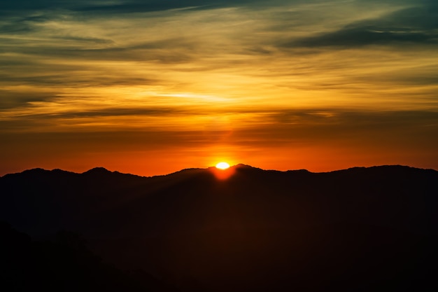  landscape Mountain with sunset  in  Nan Thailand