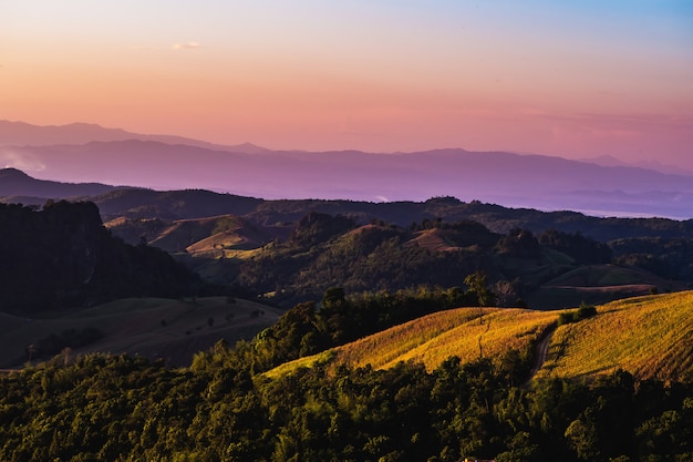  landscape Mountain with sunset  in  Nan Thailand