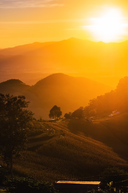  landscape Mountain with sunset  in  Nan Thailand