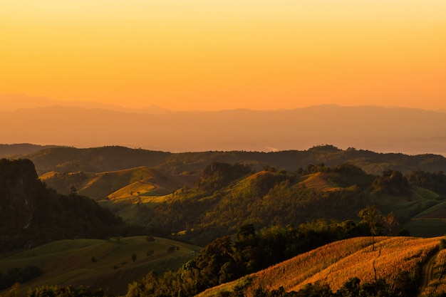  landscape Mountain with sunset  in  Nan Thailand