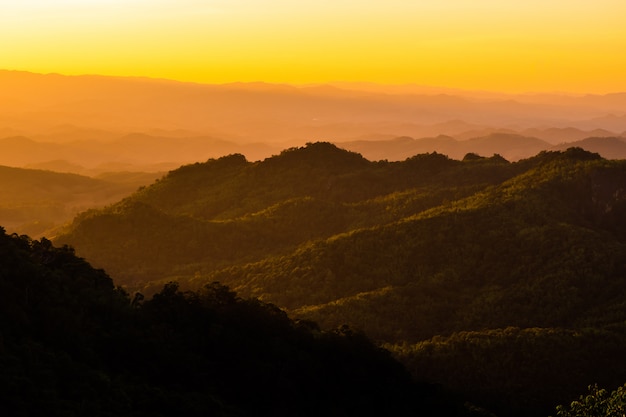  landscape Mountain with sunset  in  Nan Thailand