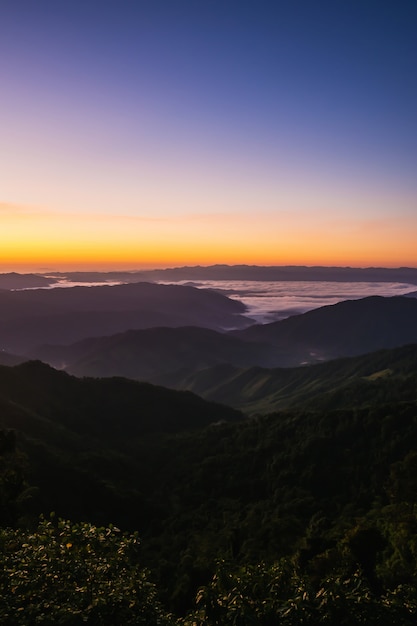  landscape Mountain with sunset  in  Nan Thailand