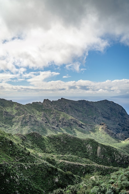 Landscape of mountains and clouds on tenerife island, canyon Masca.