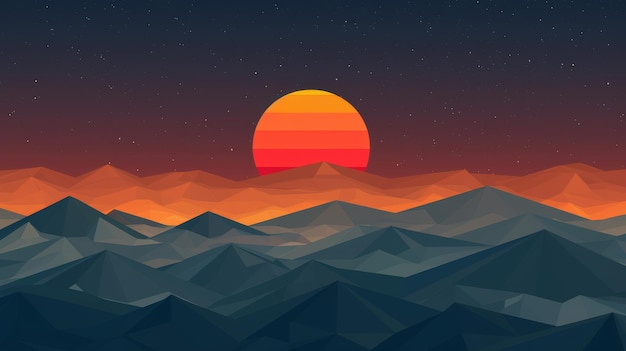 Landscape of mountains at sunset illustration for your design