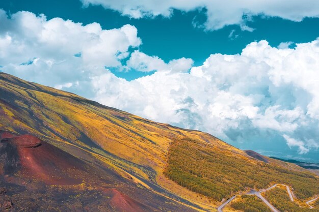 Landscape mountainside views and sky picturesque clouds.