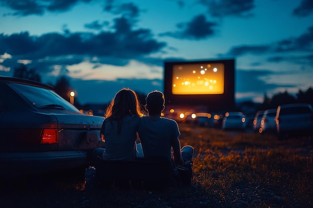 Photo landscape of a movie poster with people watching a film about a movie