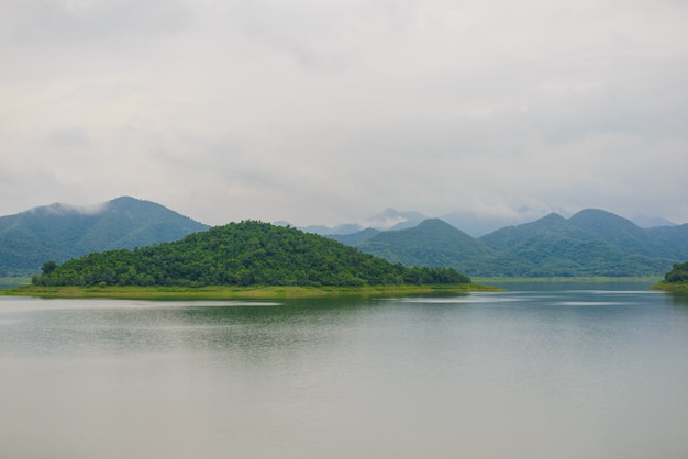 Landscape Natrue and a water mist at Kaeng Krachan Dam. 