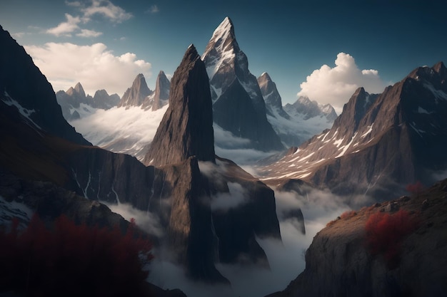 A landscape nature with mountains photography generated by Ai