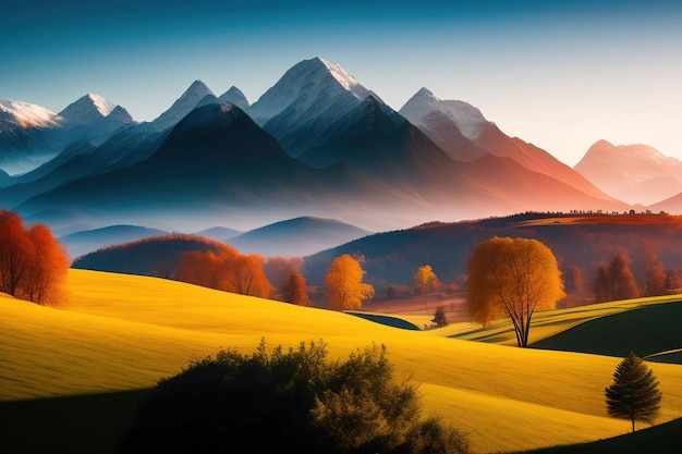 Landscape panorama with mountains