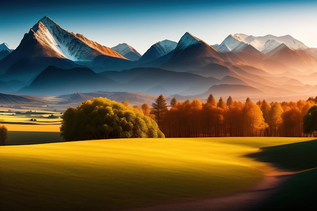 Landscape panorama with mountains