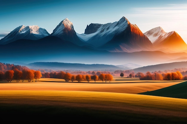 Landscape panorama with mountains