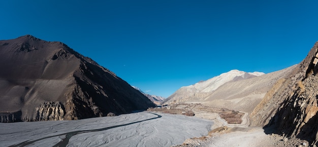 Landscape panoramic view of great snowy himalayan mountains nepal everest area