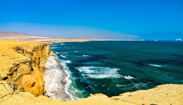 Landscape of Paracas National Reserve at the Pacific Ocean in Peru