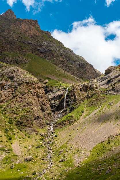 Landscape of the Pyrenees from the Salto de Tendenera Waterfall in the Ripera Valley Huesca