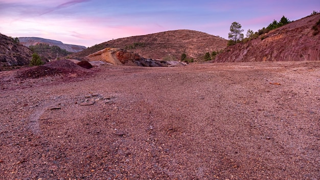 Landscape of reddish earth composed of copper and iron ores