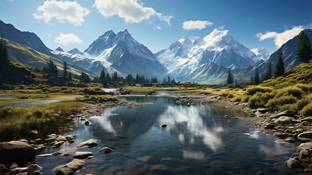 Landscape reflection Mount Shuksan and Picture lake North Cascades National Park Washington USA