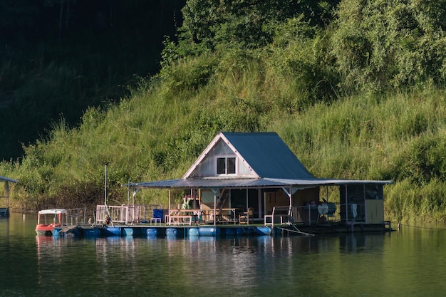 landscape Reservoir and raft house Thailand