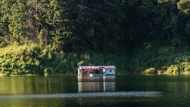 landscape Reservoir and raft house Thailand