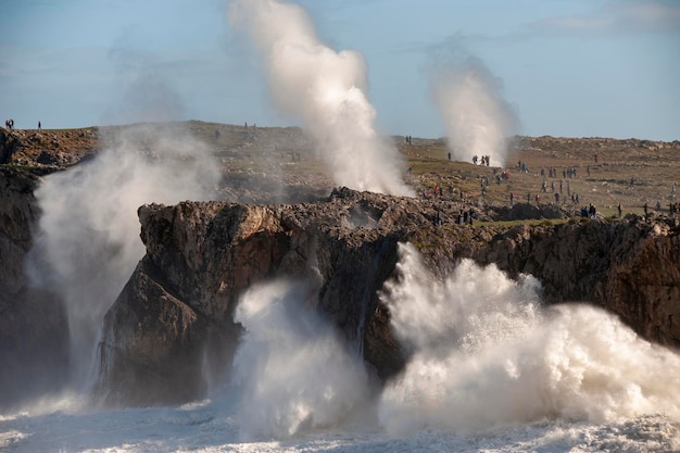 Landscape and rugged cliffs of the asturian coast