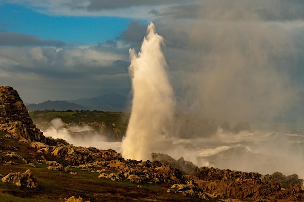 Landscape and rugged cliffs of the asturian coast