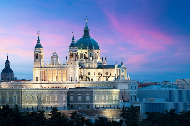 Landscape of Santa Maria la Real de La Almudena Cathedral and the Royal Palace. 