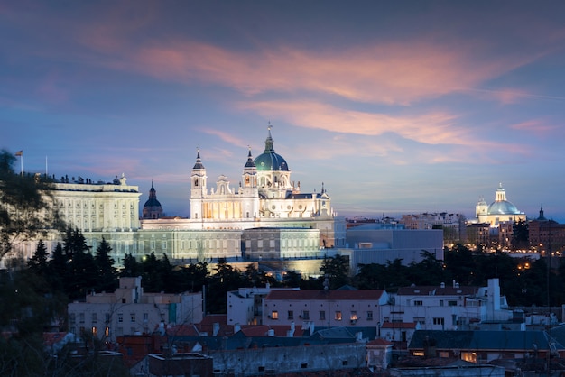 Landscape of Santa Maria la Real de La Almudena Cathedral and the Royal Palace. 