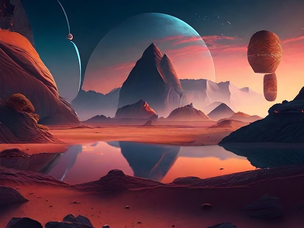 Landscape of space or alien planet image from earth world background wallpaper desktop and mobile