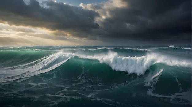 A landscape of a stormy ocean