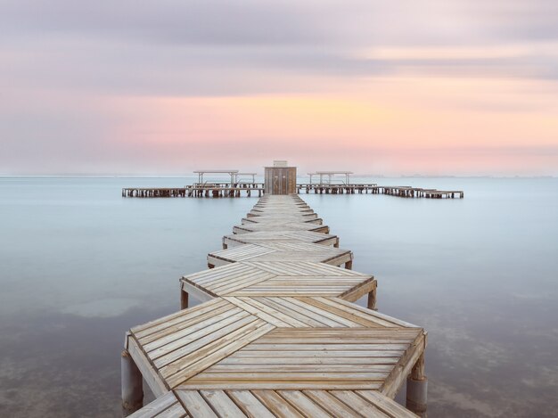 Landscape Sunrise on the wooden pier