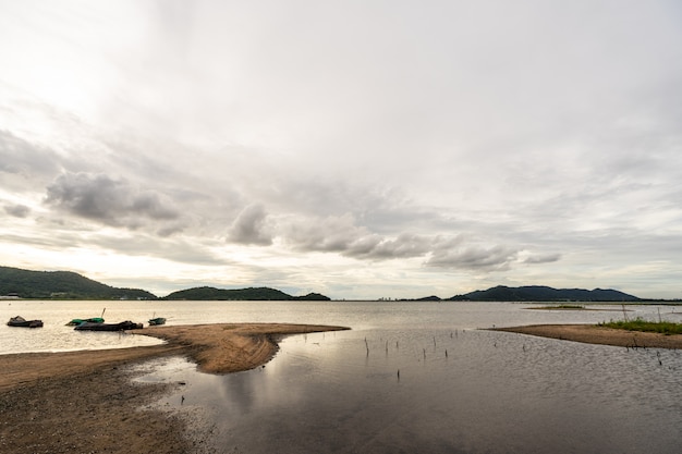 Landscape sunset at Bang phra reservoir ,sriracha chon buri,  thailand