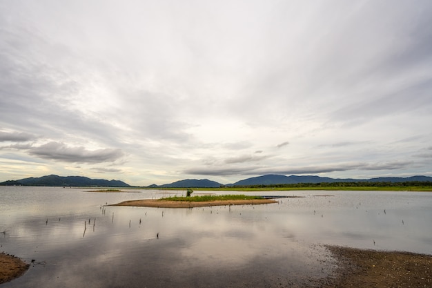 Landscape sunset at Bang phra reservoir ,sriracha chon buri,  thailand