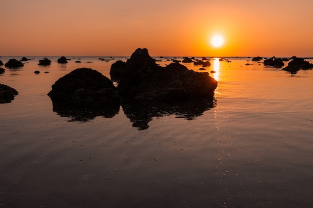 Landscape sunset at Cape Coral  in the Andaman sea at Phang Nga,Southern of Thailand 