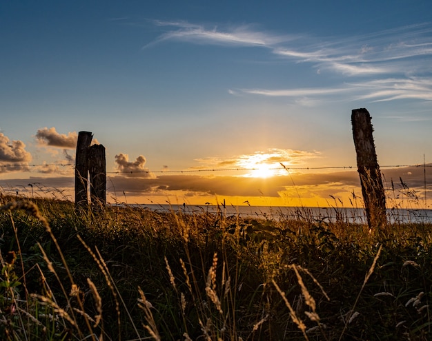 Landscape of sunset at Chiloe, Chile