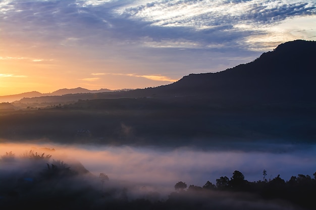 Landscape of sunset and  mountain viewpoint  in Phetchabun province Thailand