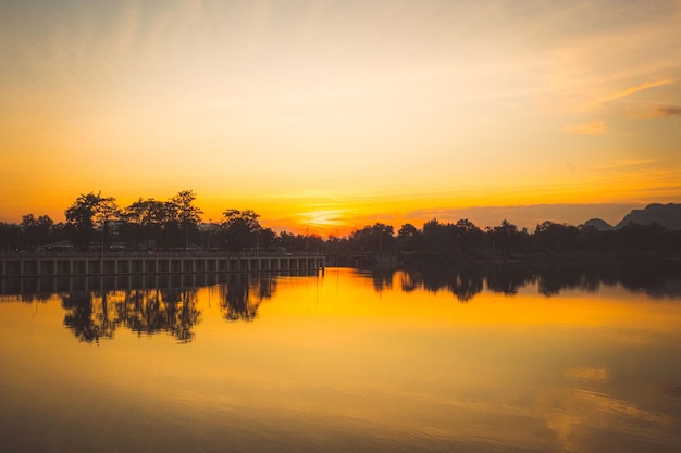 Landscape at sunset sunset at coast of the lake Nature landscape