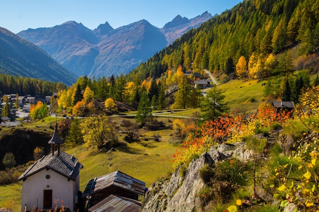 Landscape of the Swiss Alps in autumn