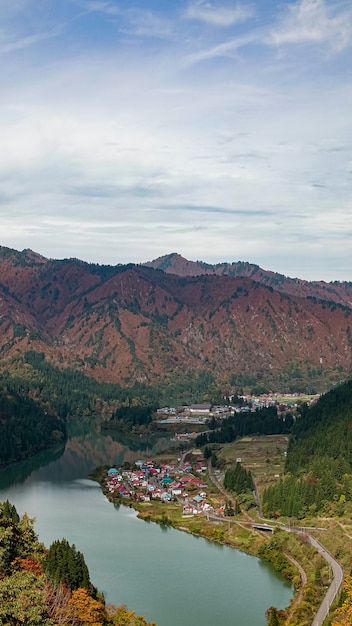 Landscape of Tadami Line in Fukushima, Japan