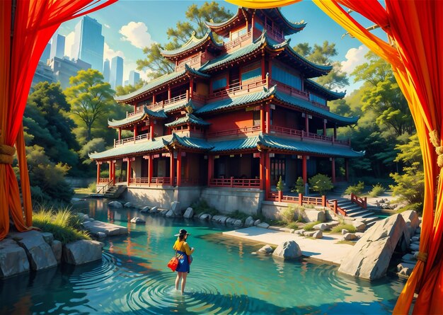 Landscape of traditional chinese Garden Asian theme landscape