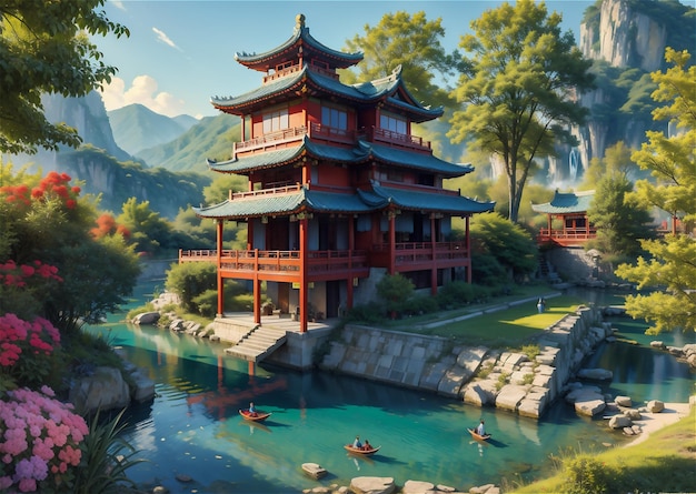 Landscape of traditional chinese Garden Asian theme landscape