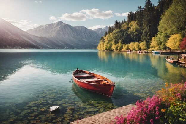 A landscape of a tranquil lake