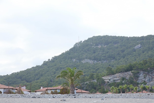 Landscape of Turkey natural rock mountains over blue sea water