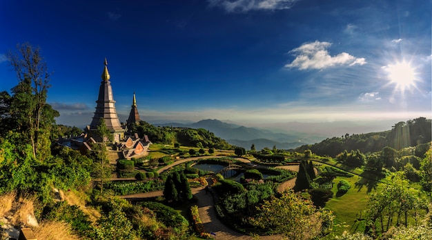 Landscape of twin stupa at Doi Inthanon National Park.