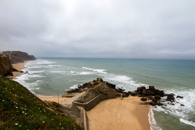 Landscape view of the beautiful beach of Santa Cruz, located in Torres Vedras, Portugal.